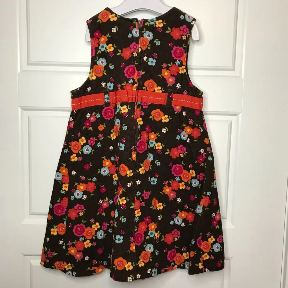 Gymboree 100% Cotton Corduroy Floral A-Line Dress Lightweight‎ Girl's Size 6